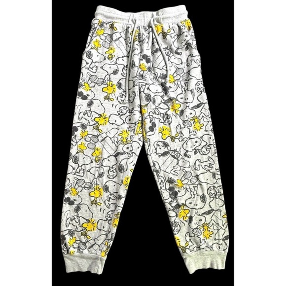 Peanuts Snoopy Pajama Pants Juniors Teen Size‎ Small Gray PJ Drawstring Pockets